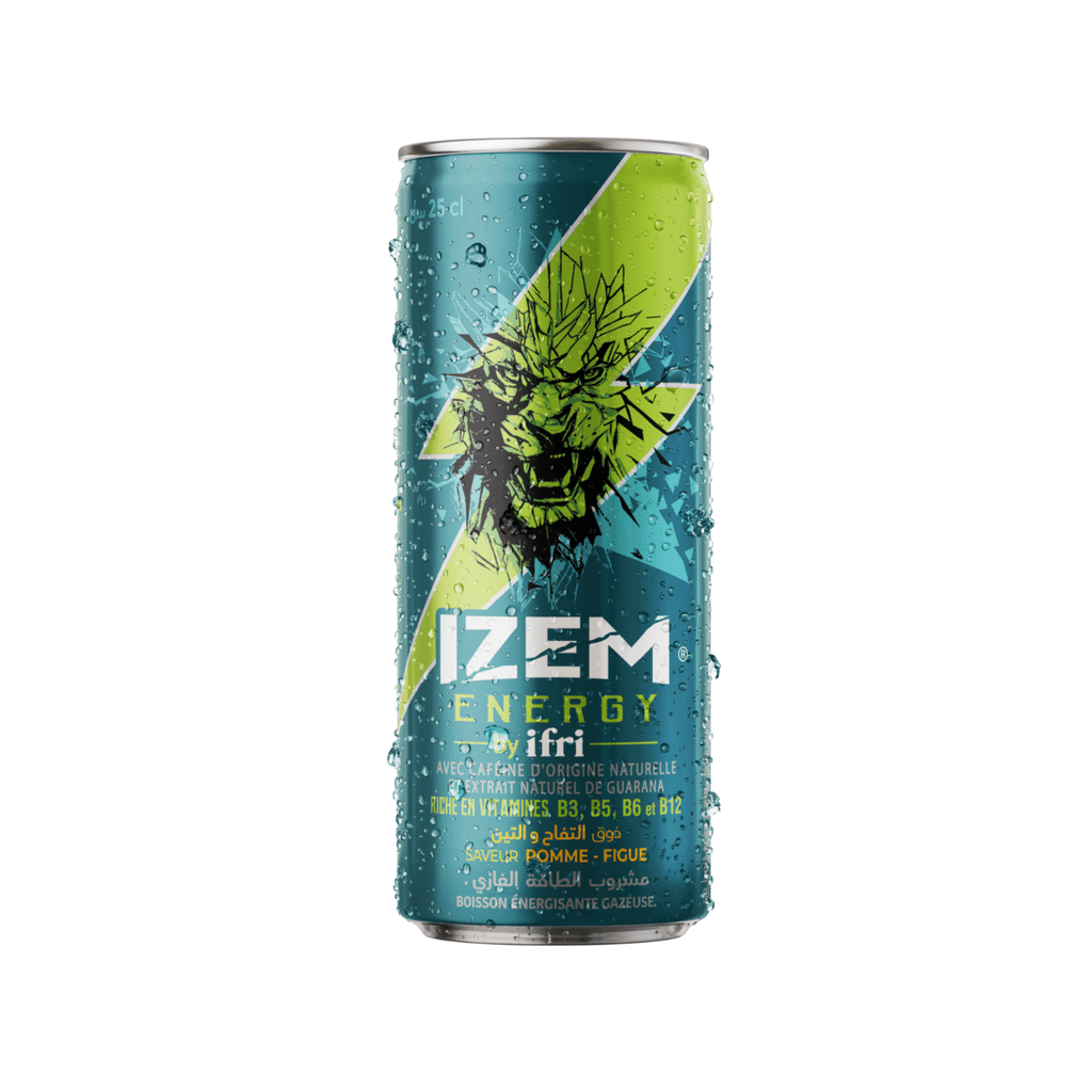 IZEM Energy Pomme & Figue – Boisson Énergisante Algérienne 25 cl & 33 cl
