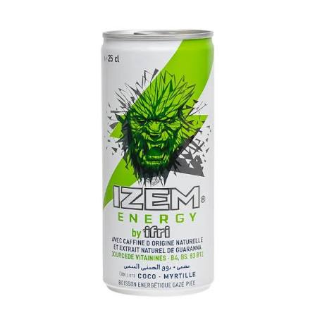 IZEM Energy Coco & Myrtille – Boisson Énergisante Algérienne 25 cl & 33 cl